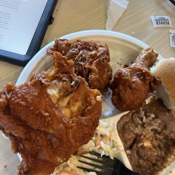 Redbird Fried Chicken - Started off as 4 piece dinner but I'd already eaten the wing and was working in the breast before remembering to snap a photo. - Chicken Wings Near Me - Covington, Louisiana