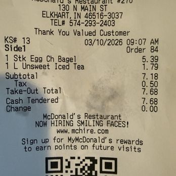 McDonald's - You can see my receipt says unsweet tea - Fast Food Near Me - Elkhart, Indiana McDonald's - You can see my receipt says unsweet tea - Fast Food Near Me - Elkhart, Indiana