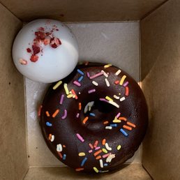 Strawberry cake pop and chocolate donut
