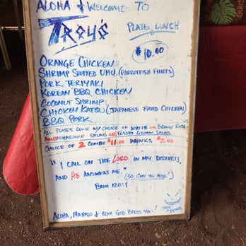 Troys Plate Lunch - Menu - August 2015 - VN - Hawaiian Near Me - Hana, Hawaii Troys Plate Lunch - Menu - August 2015 - VN - Hawaiian Near Me - Hana, Hawaii