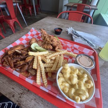 Nashville Hot Chicken - Meat and Three (Onion Pedals, French Fries, Pimento Cheese) - Chicken Shop Near Me - Victor, New York