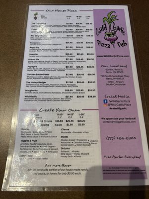 Menu photo 2 Wild Garlic Pizza & Pub Reno, NV Menu photo 2 Wild Garlic Pizza & Pub Reno, NV
