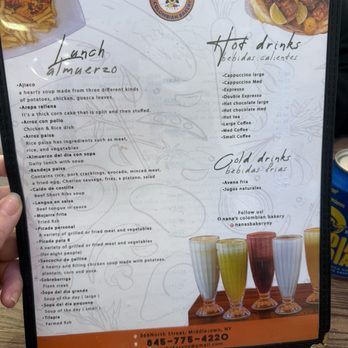 Nana’s Colombian Bakery - Lunch Menu, Beverages menu - Bakeries Near Me - Middletown, New York Nana’s Colombian Bakery - Lunch Menu, Beverages menu - Bakeries Near Me - Middletown, New York