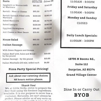 Little Sicily Pizza - update menu n Update menu 9/25/26 - Pizza Near Me - Surprise, Arizona Little Sicily Pizza - update menu n Update menu 9/25/26 - Pizza Near Me - Surprise, Arizona