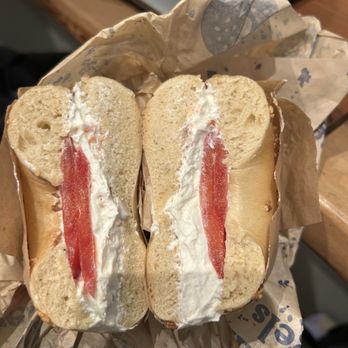 Boichik Bagels - Garlic bagel with lox cream cheese & tomato - Bagels Near Me - San Francisco, California Boichik Bagels - Garlic bagel with lox cream cheese & tomato - Bagels Near Me - San Francisco, California