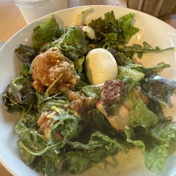 Kitava - Sorry I had them toss it, and I took some bites, but here's the Evolved Cesar with Crispy Chicken - New American Near Me - Oakland, California