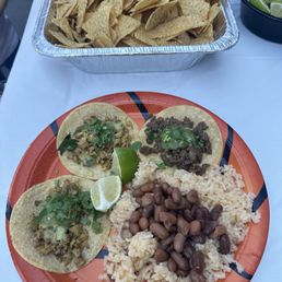 Tacos, beans and rice Tacos, beans and rice