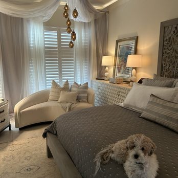 New Wave Staging - From the tray lighting, authentic Moroccan chandelier to the draped "harem" look the finished product is classy and calming...I love it! - Home Staging Near Me New Wave Staging - From the tray lighting, authentic Moroccan chandelier to the draped "harem" look the finished product is classy and calming...I love it! - Home Staging Near Me