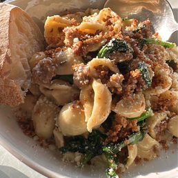 Orrechiette (don't remember name but sausage broccollini fennel an Italian cheese)