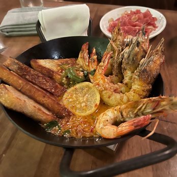 Costera - Gambas al ajillo, can't get enough of this. In the back is the Jamon which is also very good. - Spanish Near Me - New Orleans, Louisiana Costera - Gambas al ajillo, can't get enough of this. In the back is the Jamon which is also very good. - Spanish Near Me - New Orleans, Louisiana