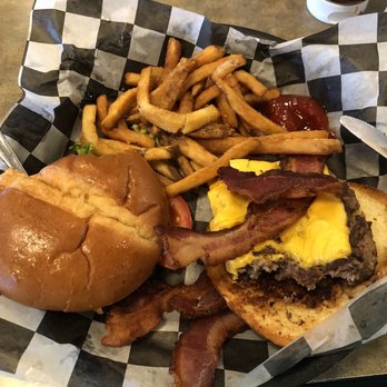 Marlin's Family Restaurant - Bacon cheeseburger with fries. - New American Near Me - Mitchell, South Dakota