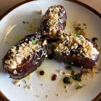 Blue Nest  - Stuffed dates w goat cheese and pistachios.  Super moist dates, great balance - Coffee & Tea Near Me - Applewood, Colorado