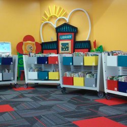 Norman Public Library West - Cool book carts in kid's section