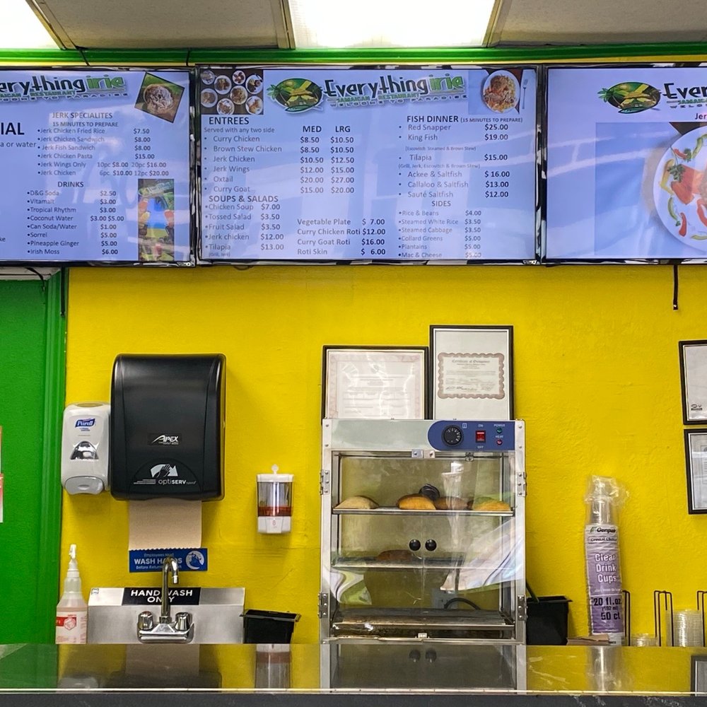 Everything irie jamaican restaurant - menus on the wall - Caribbean Near Me - Forest Park, Georgia Everything irie jamaican restaurant - menus on the wall - Caribbean Near Me - Forest Park, Georgia