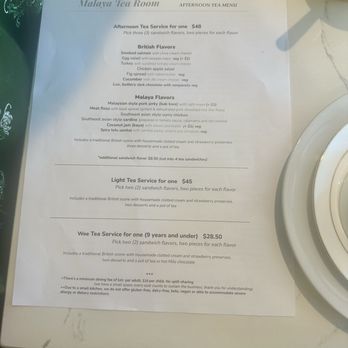 Malaya Tea Room - Weekend menu - Tea Rooms Near Me - Alameda, California