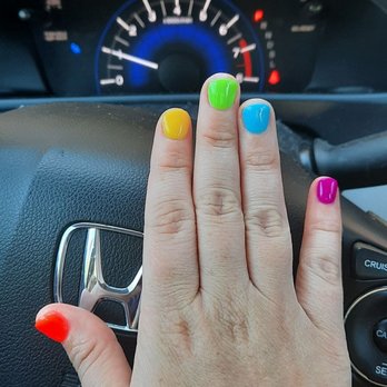 Angel Nails Spa - Rainbow SNS dip on natural nails - Nail Salons Near Me - Seattle, Washington