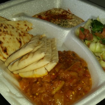 Cous Cous Cafe - Sampler with hummus baba ganoush and salad. 2*/5 - Moroccan Near Me - Oklahoma City, Oklahoma
