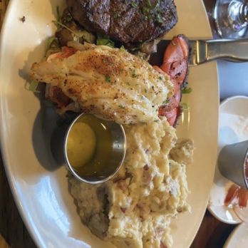 Nolan’s - Captains choice! lobster tail and filet! Red mashed potatoes and basil corn. SO YUM - Seafood Near Me - Canandaigua, New York Nolan’s - Captains choice! lobster tail and filet! Red mashed potatoes and basil corn. SO YUM - Seafood Near Me - Canandaigua, New York