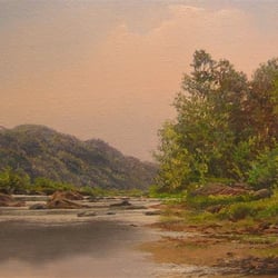 American Painting - Andrei Kushnir, At Little Falls, Potomac River, 11" x 14" Oil