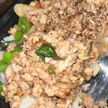 Thai Coconut - Chicken Basil over Rice - Thai Near Me - Los Angeles, California Thai Coconut - Chicken Basil over Rice - Thai Near Me - Los Angeles, California