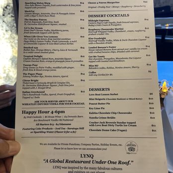 Lynq - Drink Menu - Seafood Near Me - Fort Myers, Florida Lynq - Drink Menu - Seafood Near Me - Fort Myers, Florida