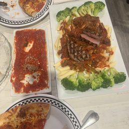 Steak, meatballs, pizza! Everything was delicious!