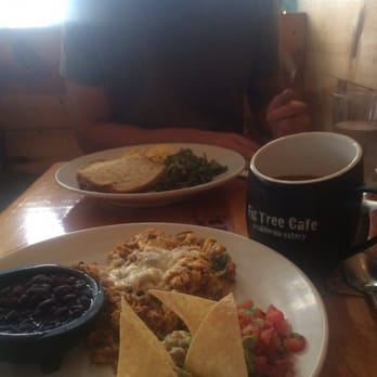 Fig Tree Cafe - Soy chorizo scramble, gigantic mug of delicious coffee, and meatloaf hash - Sandwiches Near Me - Pacific Beach, California