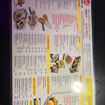 Sushi 21 - All you can eat Menu (back side full of rolls too) - Sushi Bars Near Me - Las Vegas, Nevada Sushi 21 - All you can eat Menu (back side full of rolls too) - Sushi Bars Near Me - Las Vegas, Nevada