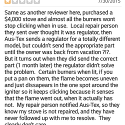 Aus-Tex Appliance - Ordered a range & toe kick in antique white was told I'd receive it in 8 weeks it's been 4 months nothing received.