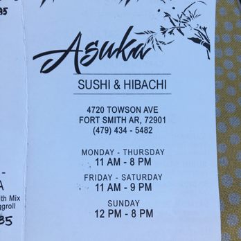 Asuka Sushi & Hibatchi - Sushi Bars Near Me - Fort Smith, Arkansas Asuka Sushi & Hibatchi - Sushi Bars Near Me - Fort Smith, Arkansas