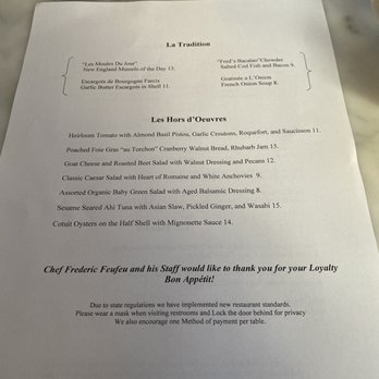 Bleu - Menu, part 1 (8/22/2020) - French Near Me - Mashpee, Massachusetts