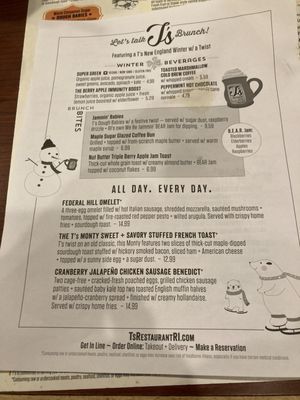 Menu photo 4 T's Restaurant Cranston, RI