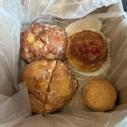 Apple dumpling, pineapple upside down, lemon poppy seed, peach fritter. Apple dumpling, pineapple upside down, lemon poppy seed, peach fritter.