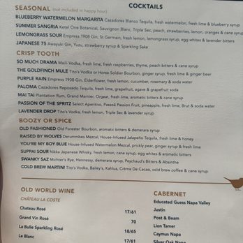 The Goldfinch - Drink menu - New American Near Me - Irvine, California