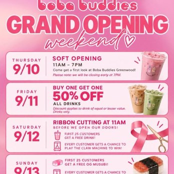 Boba Buddies - Screenshot from their IG (9/9/26) - Bubble Tea Near Me - Seattle, Washington