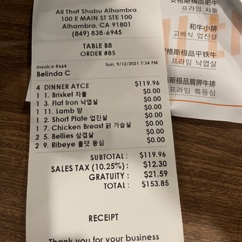 All That Shabu - Charged $18% for party of 4!!! - Buffets Near Me - Alhambra, California All That Shabu - Charged $18% for party of 4!!! - Buffets Near Me - Alhambra, California