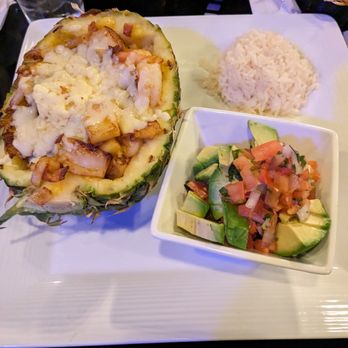 Tulum Bar & Grill - Pina Tulum with side white rice & avocado salad - Mexican Near Me - Winston-Salem, North Carolina