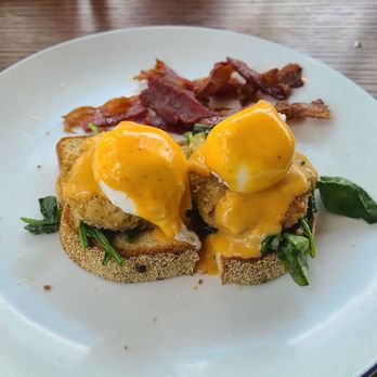 Stirr - Crab cake Benedict - New American Near Me - Dallas, Texas Stirr - Crab cake Benedict - New American Near Me - Dallas, Texas