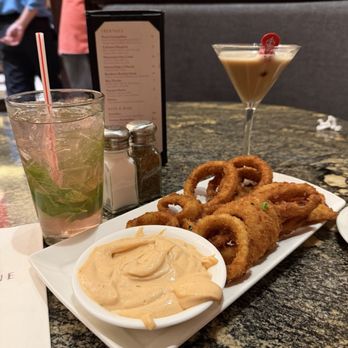 Thunder Cafe - Onion Platter - Appetizer with Espresso Martini and Watermelon Mint Cocktail - Cafes Near Me - Lincoln, California Thunder Cafe - Onion Platter - Appetizer with Espresso Martini and Watermelon Mint Cocktail - Cafes Near Me - Lincoln, California