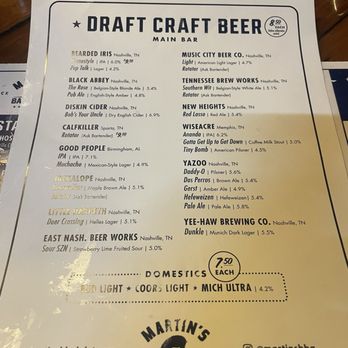 Martin's Bar-B-Que Joint - Beer menu - Barbeque Near Me - Nashville, Tennessee Martin's Bar-B-Que Joint - Beer menu - Barbeque Near Me - Nashville, Tennessee