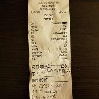 Cold Stone Creamery - Buyer beware! The Alhambra Coldstone falsely advertises, overcharges their customers & then blames the customers. - Ice Cream & Frozen Yogurt Near Me - Alhambra, California Cold Stone Creamery - Buyer beware! The Alhambra Coldstone falsely advertises, overcharges their customers & then blames the customers. - Ice Cream & Frozen Yogurt Near Me - Alhambra, California