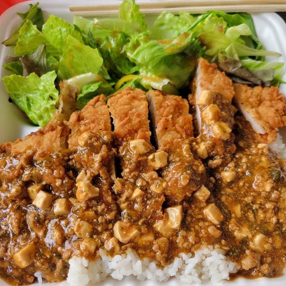 Crispy pork and mapo tofu Crispy pork and mapo tofu