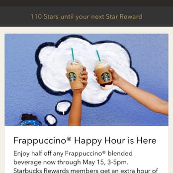 Starbucks - ..get your afternoon Frapp on, for half-price, til 5/15 - Coffee & Tea Near Me - Rancho Mirage, California Starbucks - ..get your afternoon Frapp on, for half-price, til 5/15 - Coffee & Tea Near Me - Rancho Mirage, California