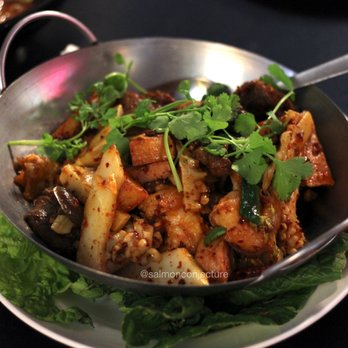 Ichiban Golden Dragon - Spicy hot pot (extra spicy) ($18.95) - contains beef, fish, potato, napa cabbage, squid, shrimp, spam, mushroom, and glass noodles. - Chinese Near Me - South Bend, Indiana