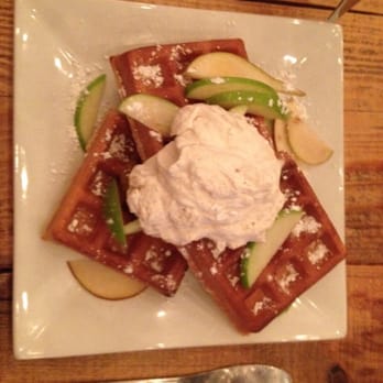 Sonny's Tavern - Insanity on a plate. Belgian waffles, glazed pears, homemade whip cream. I had to share with everyone... - Bars Near Me - Dover, New Hampshire Sonny's Tavern - Insanity on a plate. Belgian waffles, glazed pears, homemade whip cream. I had to share with everyone... - Bars Near Me - Dover, New Hampshire