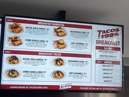 Menu photo 3 Tacos 1986 West Village New York, NY