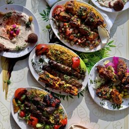 Hummus, baba ghanoush, char-grilled chicken wings, shish taouk, kefta and grilled sirloin!!