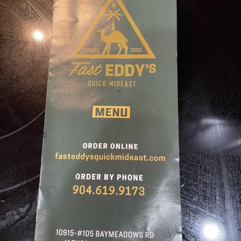 Fast Eddy's Quick Mideast - Front of the take out menu - Middle Eastern Near Me - Jacksonville, Florida