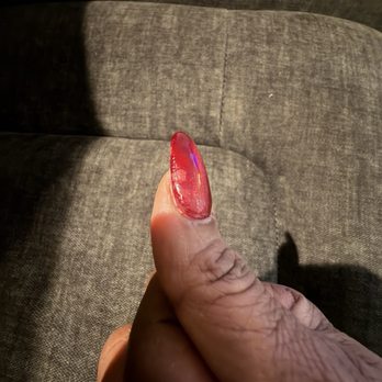 Nail Love - Chipped nail polish  on right thumb - Nail Salons Near Me - Richardson, Texas