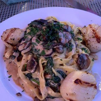 Giacomo's Cibo e Vino - Fettuccine tagliatelle pasta with scallops, mushrooms and spinach - Italian Near Me - Houston, Texas Giacomo's Cibo e Vino - Fettuccine tagliatelle pasta with scallops, mushrooms and spinach - Italian Near Me - Houston, Texas